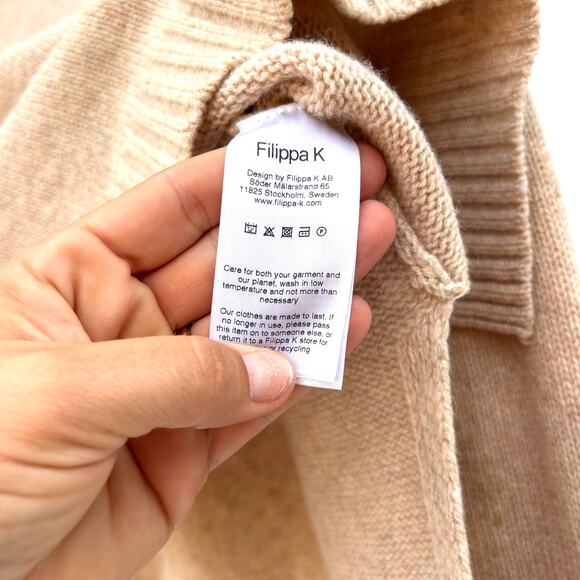 Filippa K Wool Chunky Knit Roller Neck Turtleneck Sweater Scandinavian Tan XS - Picture 4 of 10